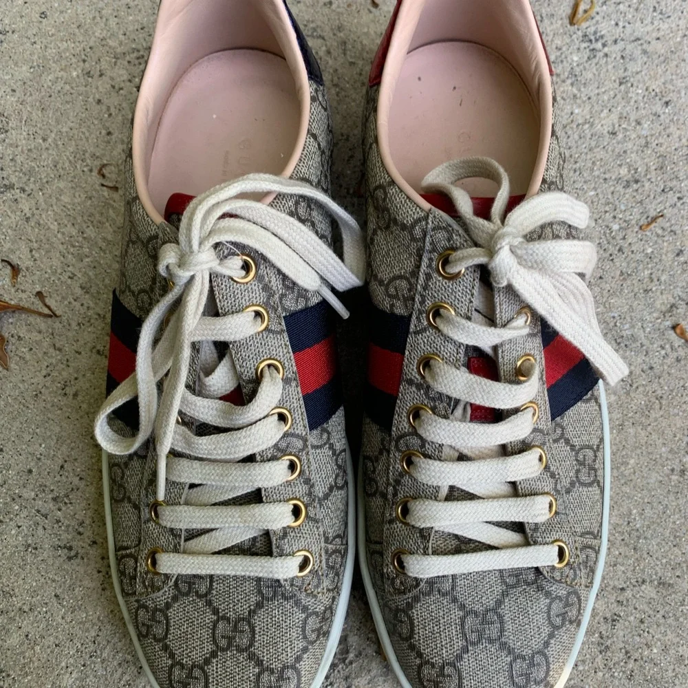 Gucci Beige Coated Canvas GG Ace Sneakers for Women - size 37.5 - Picture 4 of 8